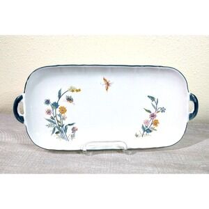 Vintage Jardin Andrea by Sadek Serving Tray with Handles Flowers Butterfly